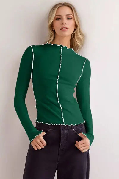 'Jedda' Ribbed Long Sleeve T-Shirt - Celes Fashion